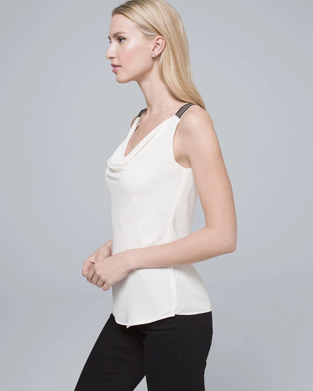 Ball Chain-Trim Draped Cami