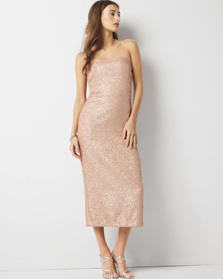 Strapless Sequin Midi Dress click to view larger image.
