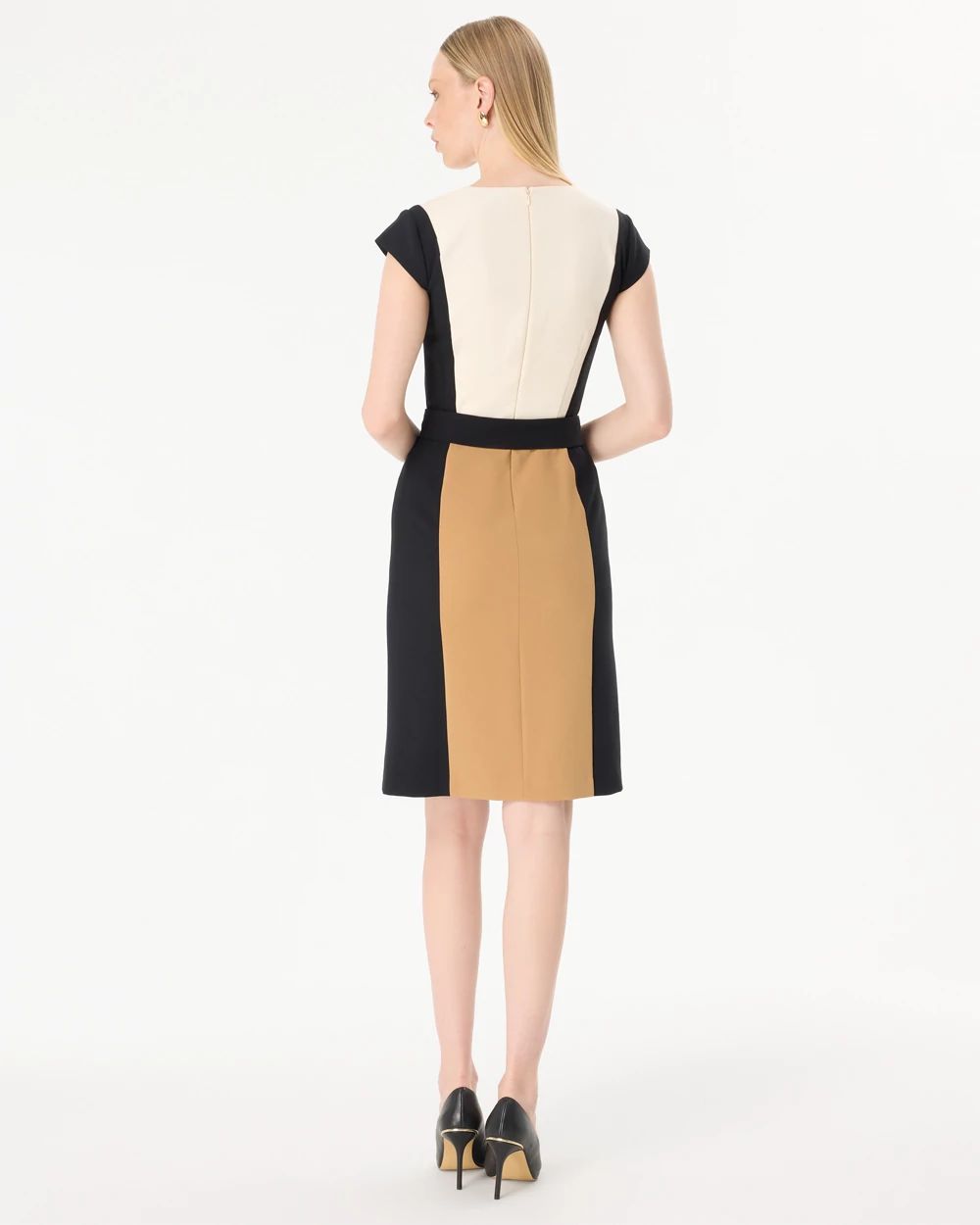 Belted Colorblock Dress click to view larger image.