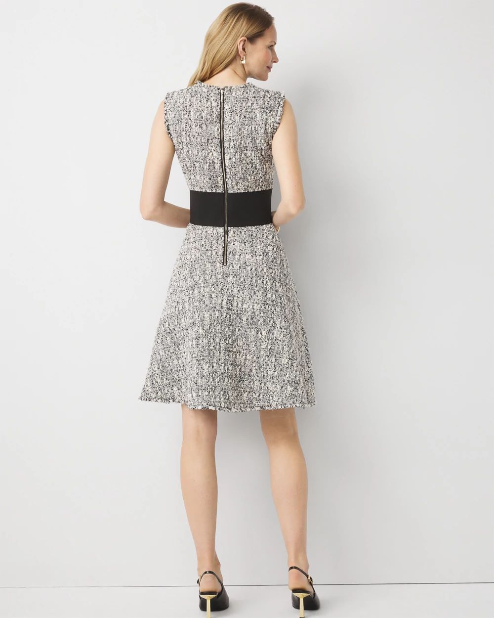 Petite Belted Tweed Dress
