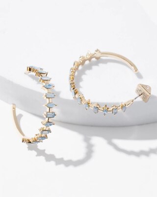 Gold + Blue Baguette Hoop Earrings