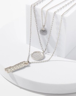 Silver Croc Multi-Strand Necklace