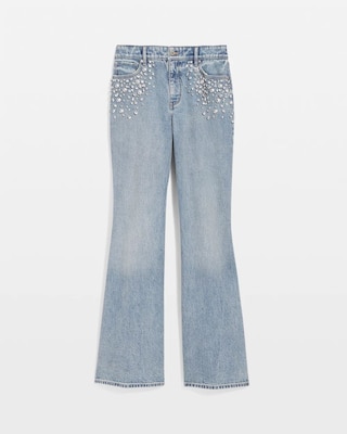 Rhinestone Extra High Rise Wide Leg Jean click to view larger image.