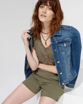 Outlet WHBM Short Sleeve Burnout V-Neck Tee