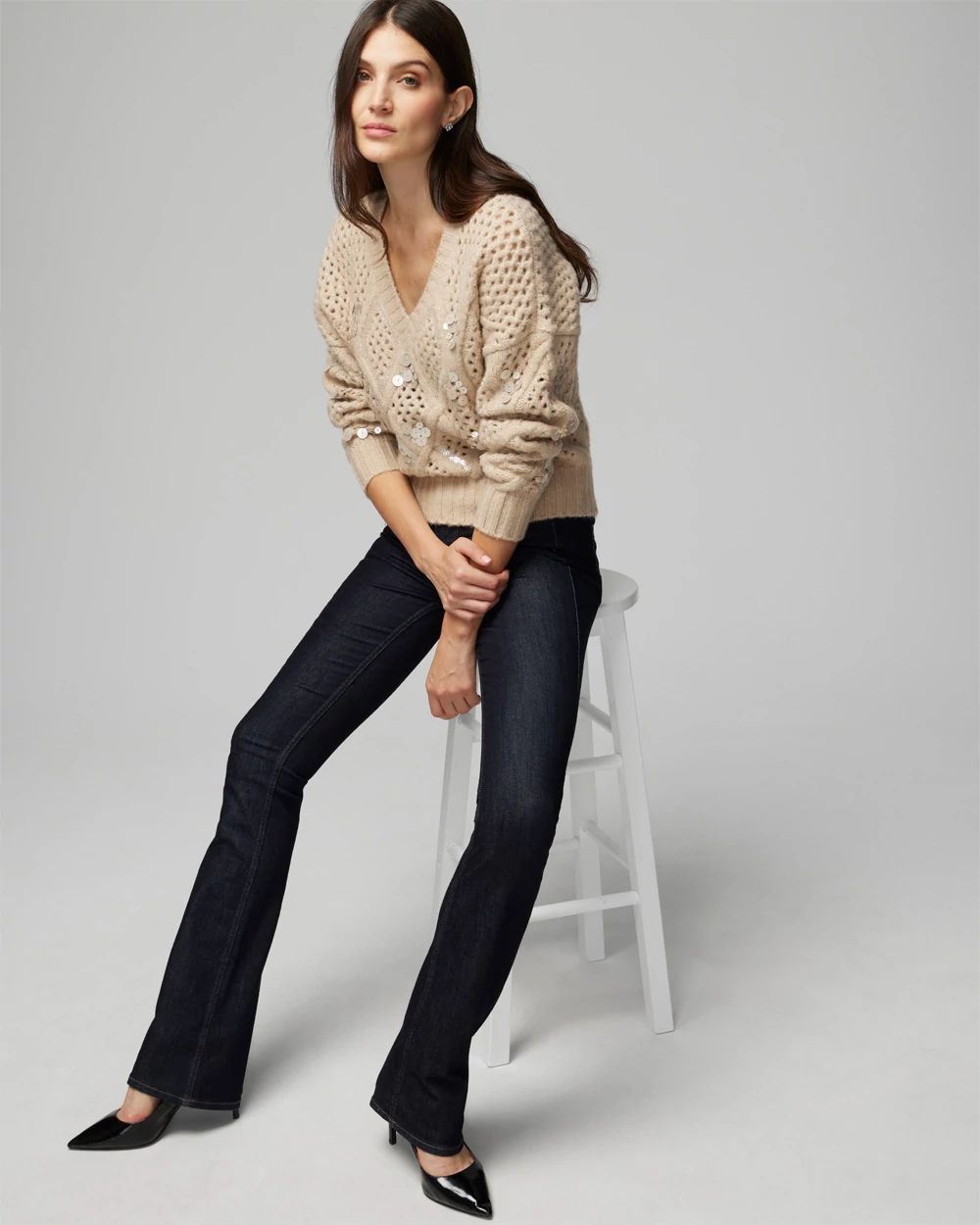 Embellished Cable Pullover Sweater
