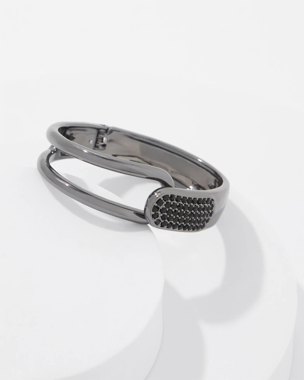 Hematite + Pave Hinge Bracelet - image 1