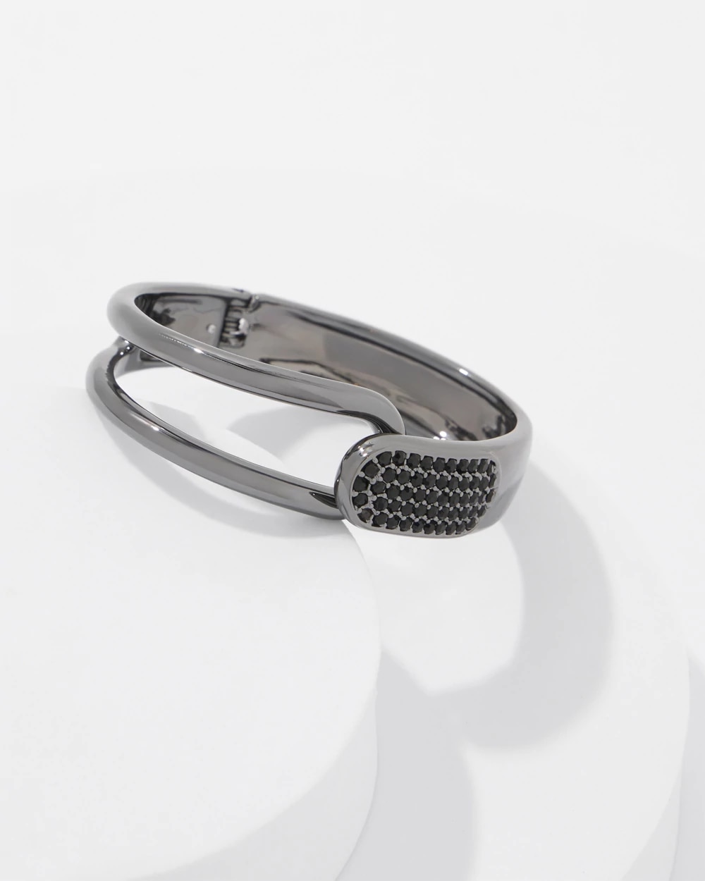 Hematite + Pave Hinge Bracelet
