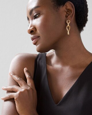 Goldtone Link Linear Earrings