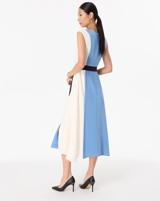 Colorblock Belted Midi Dress click to view larger image.