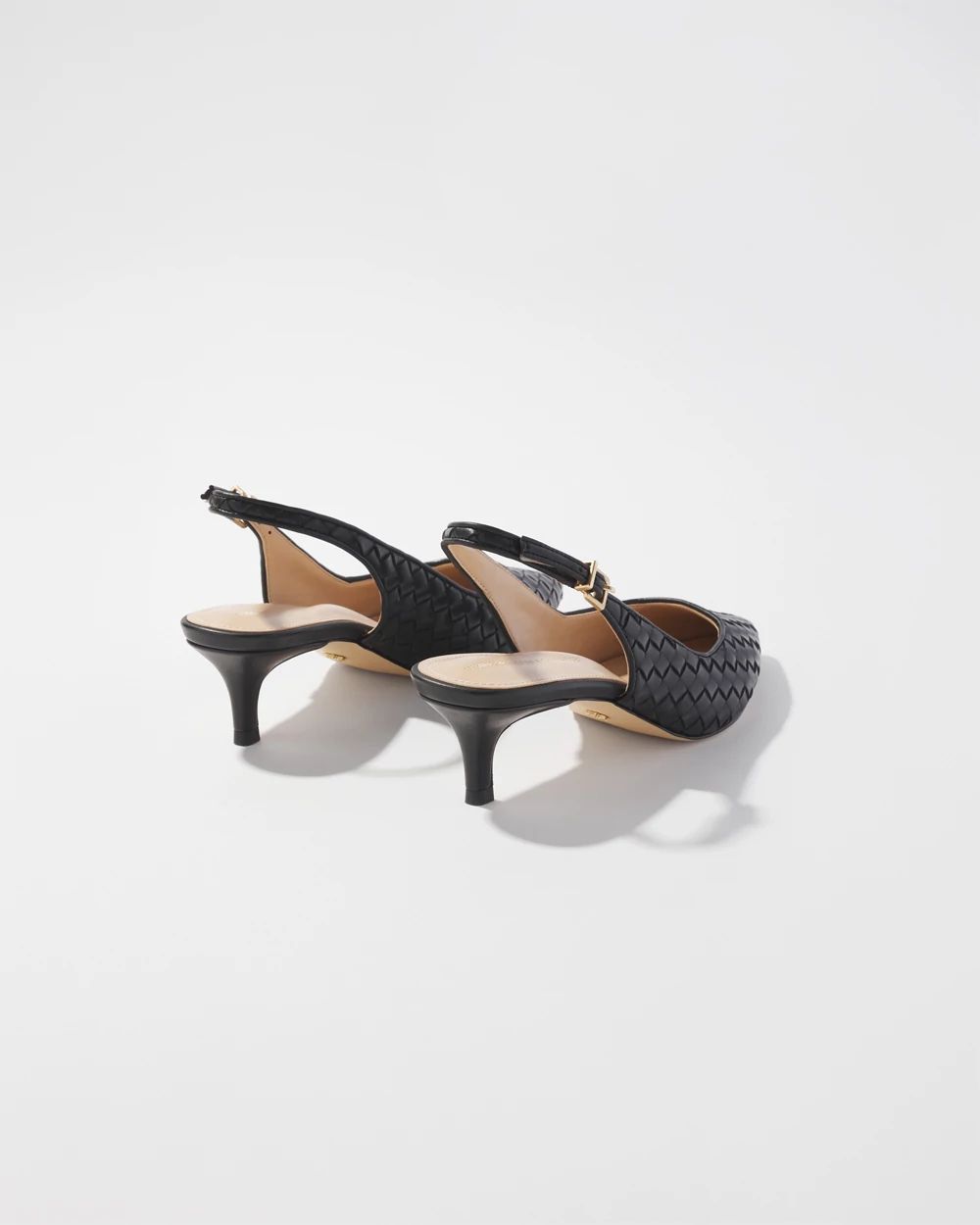 Woven Black Slingback Heels