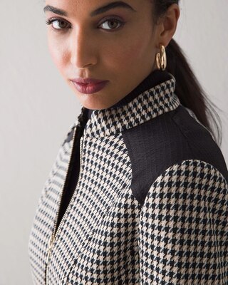 Zip Front Houndstooth Jacket