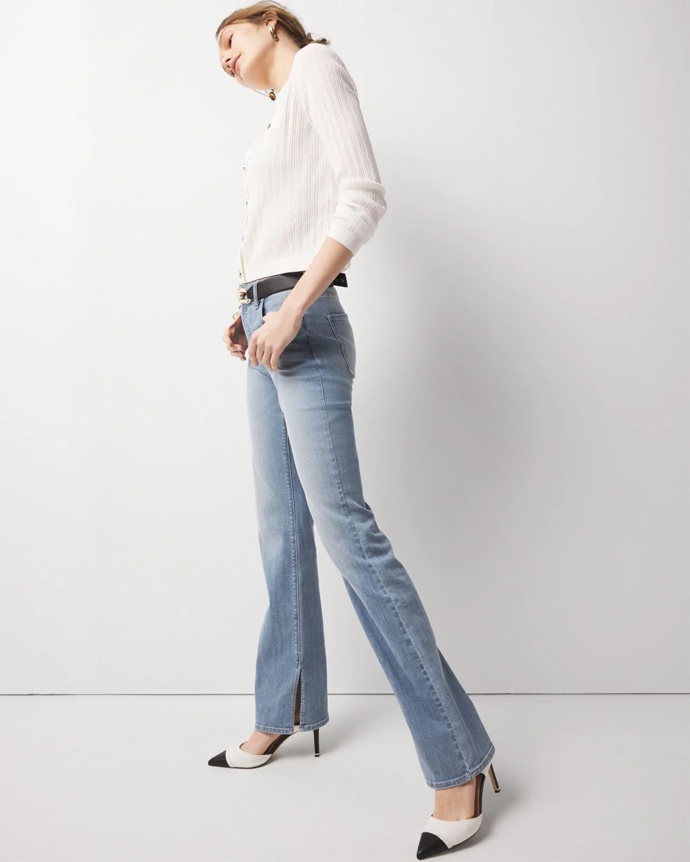High-Rise Slit Hem Bootcut Jean click to view larger image.