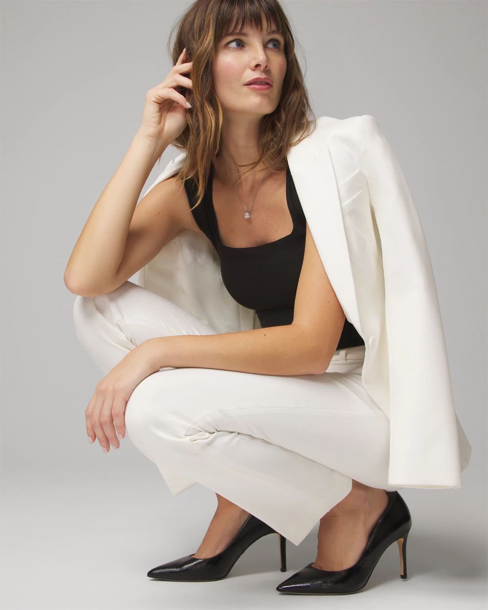 WHBM® Elle Slim Ankle Comfort Stretch Pants click to view larger image.