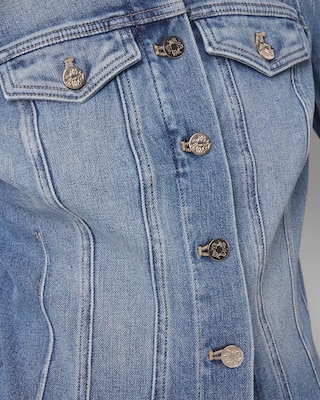 Puff Sleeve Cropped Denim Jacket click to view larger image.