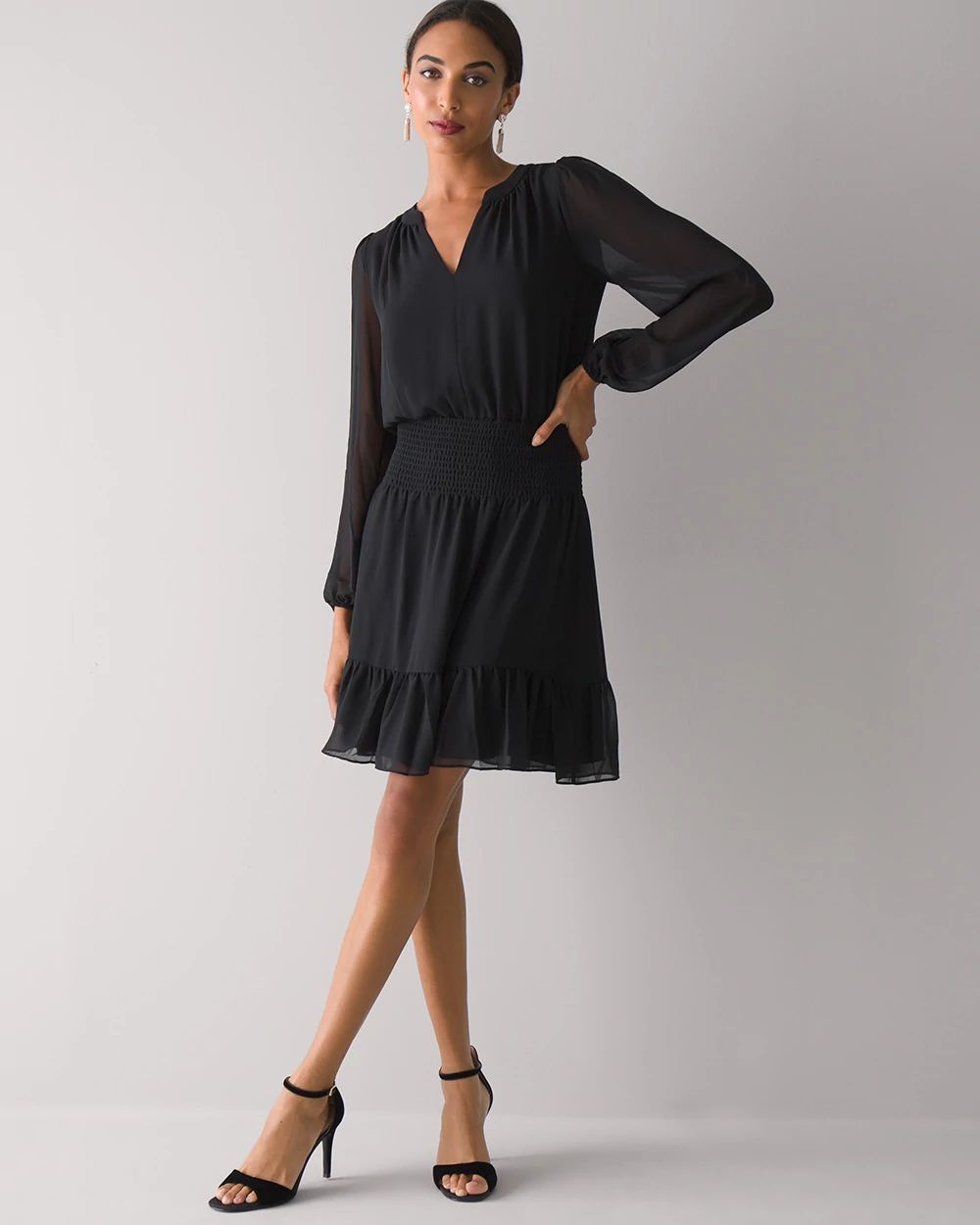 Smocked Blouson Dress