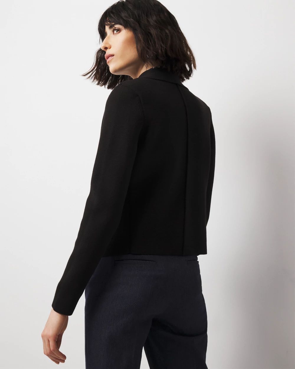 Petite Cropped Sweater Blazer