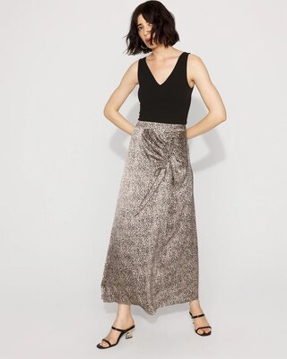 Satin Leopard Cinched Skirt