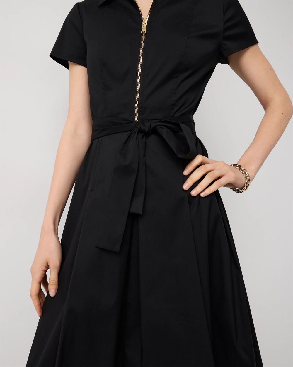 Petite Half-Zip Poplin Shirt Dress