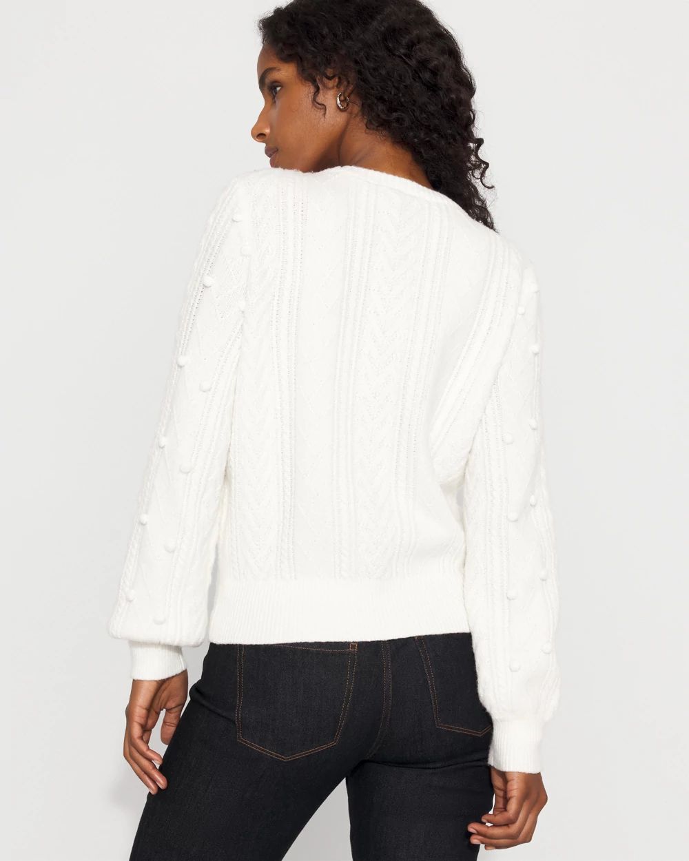 Satin Bow Cable Knit Sweater