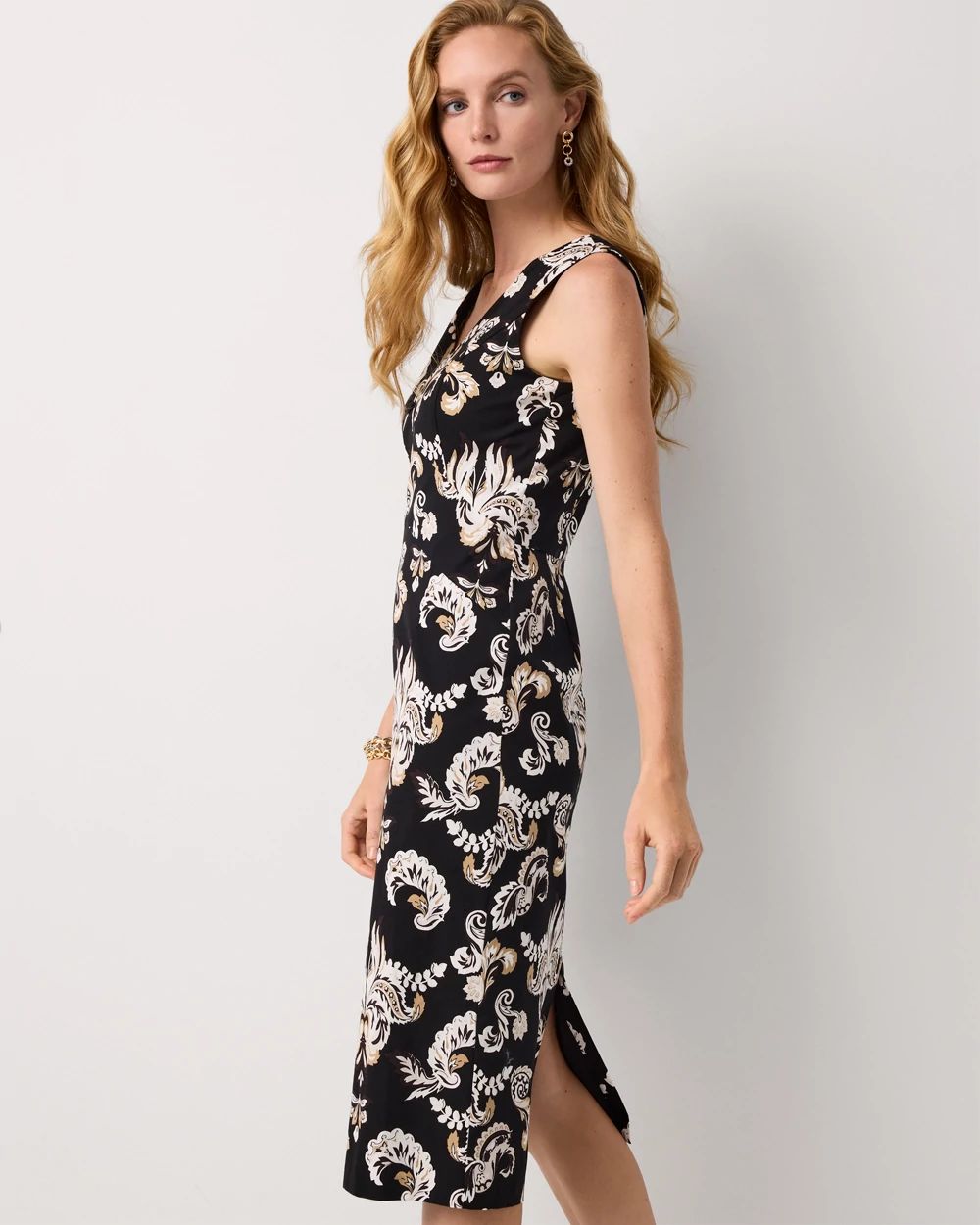 Petite Poplin V-neck Midi Dress