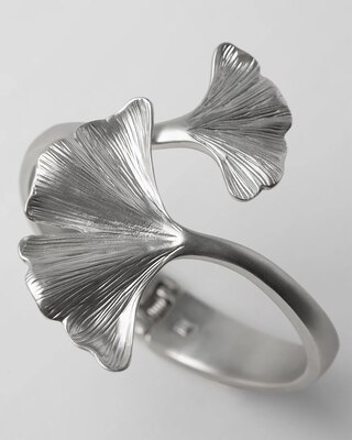 Silvertone Leaf Cuff Bracelet