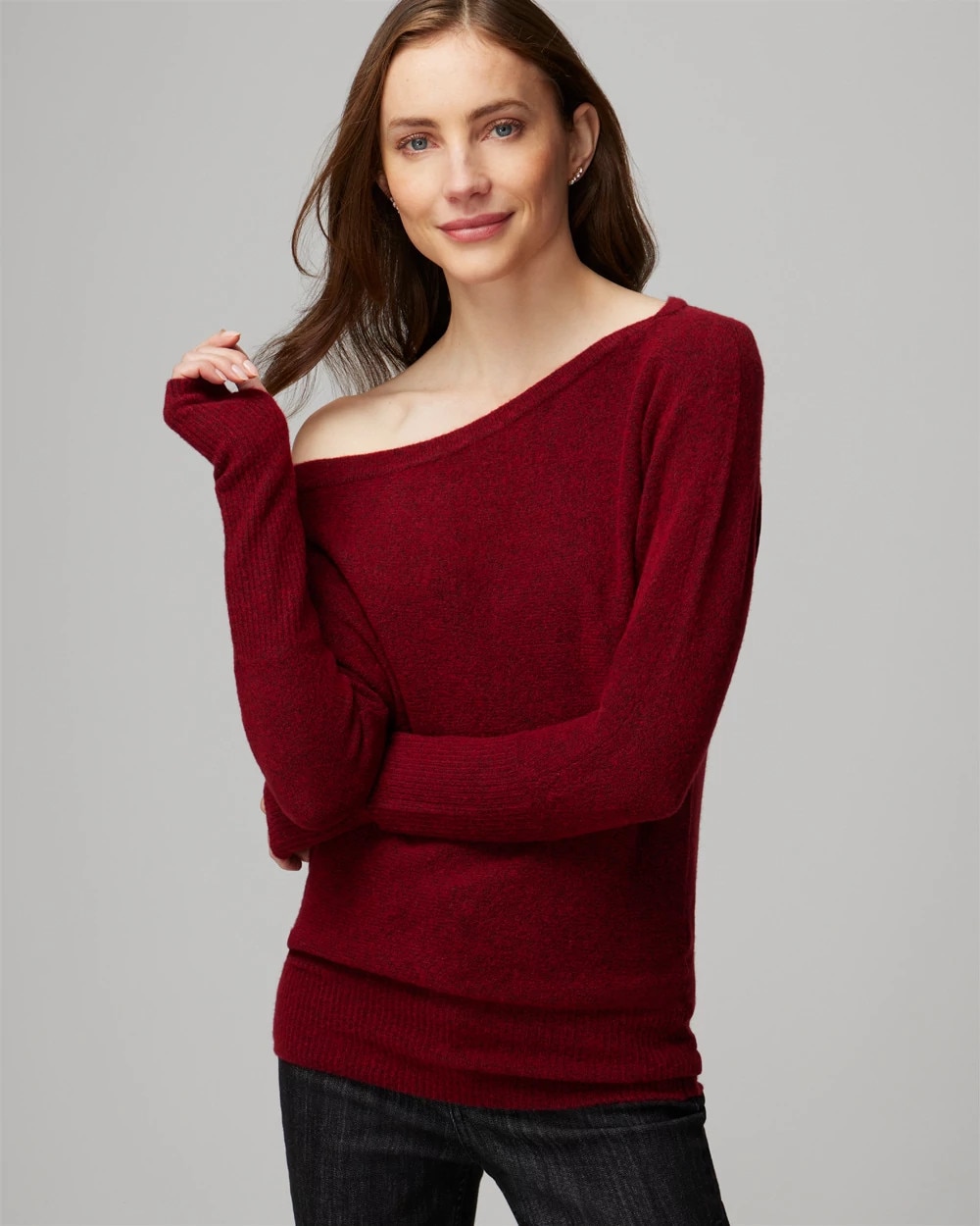 Asymmetrical Shoulder Pullover Sweater