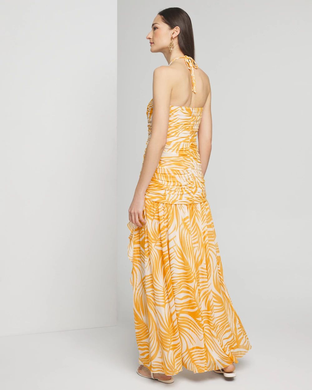 Halter Braid Ruched Maxi Dress