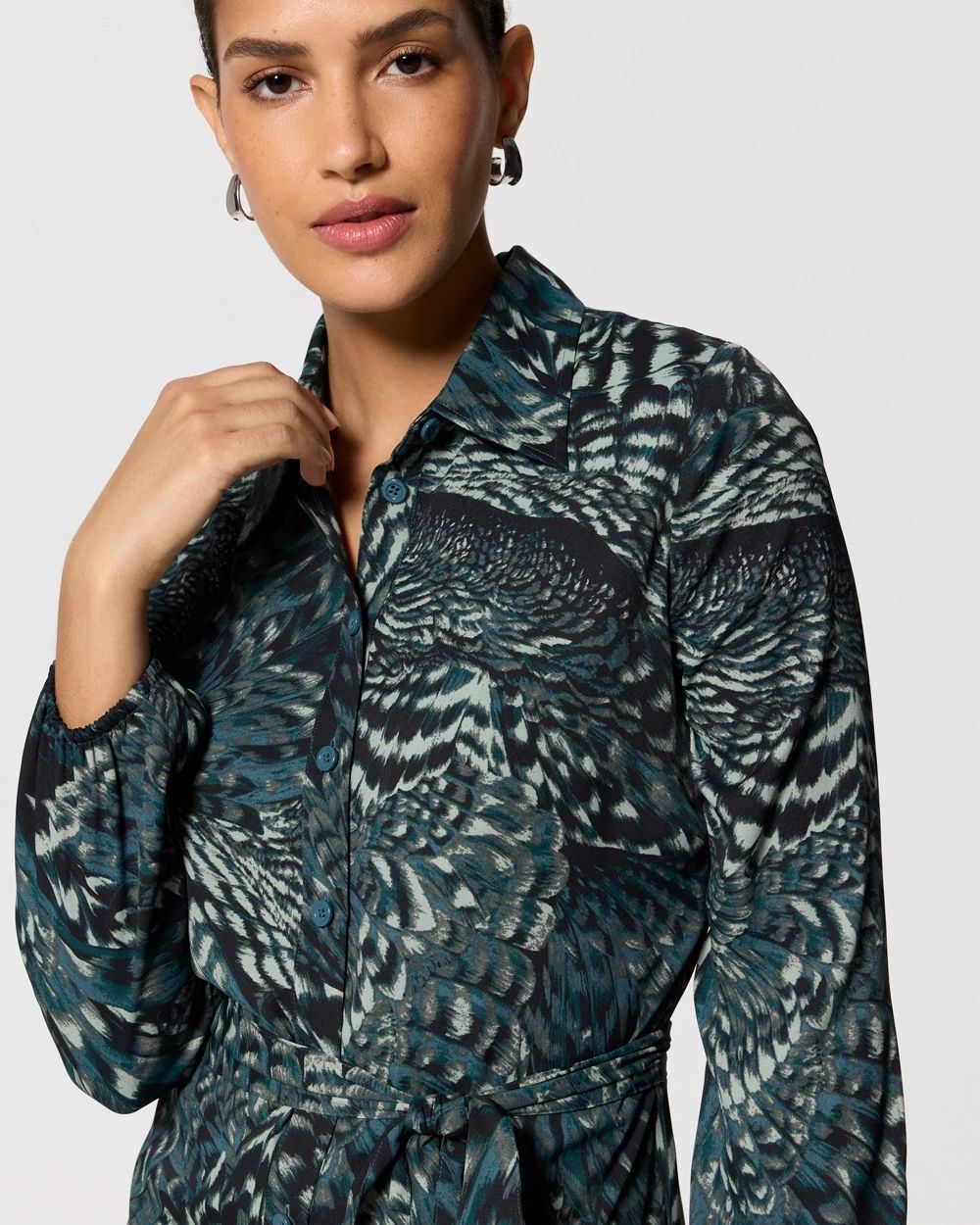 Long Sleeve Maxi Shirt Dress click to view larger image.