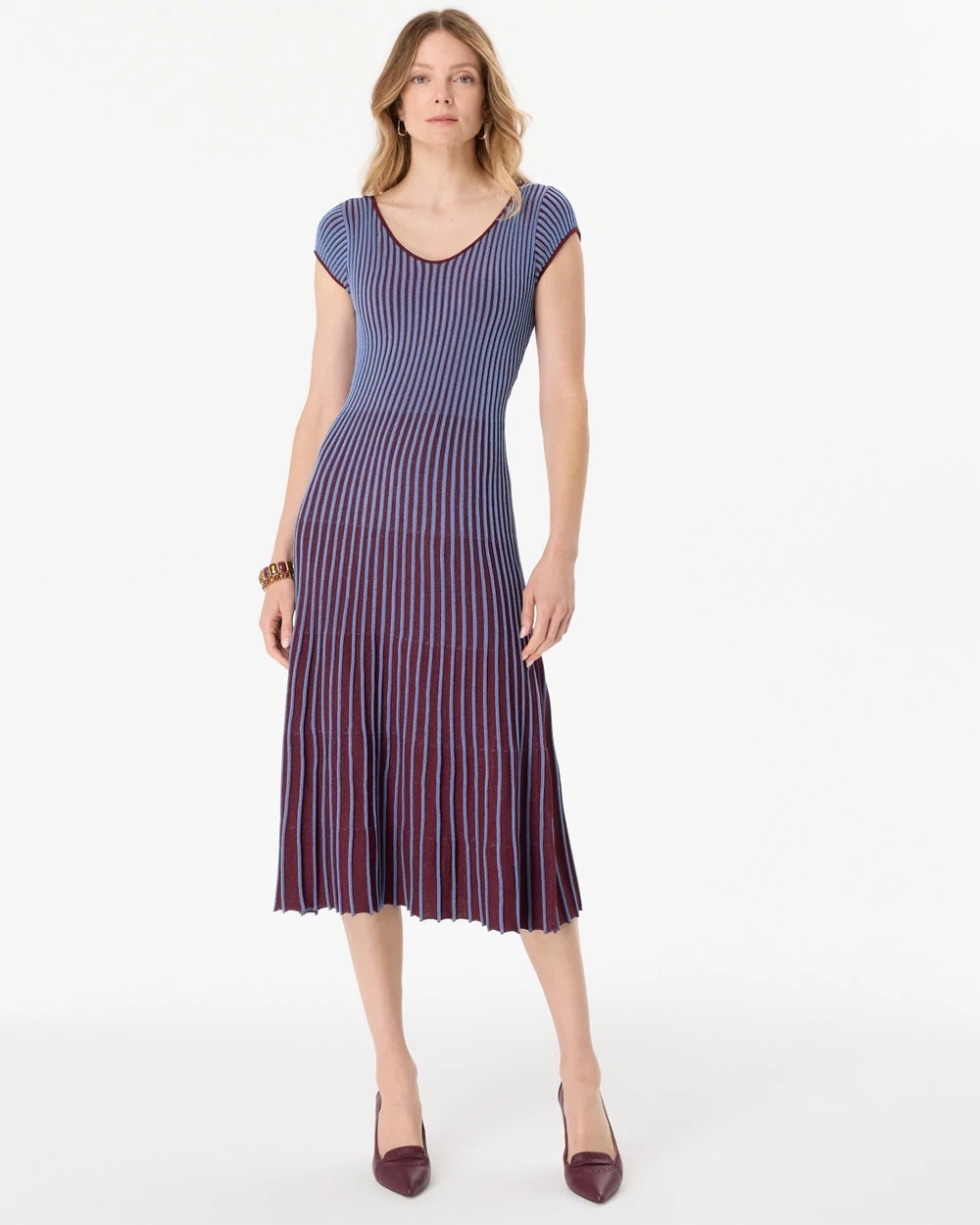 Petite V-neck Midi Sweater Dress