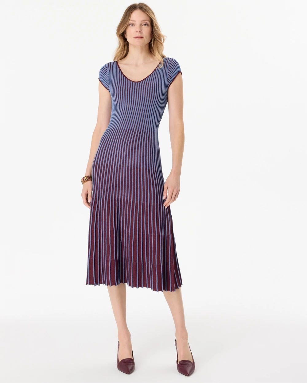 Petite V-neck Midi Sweater Dress