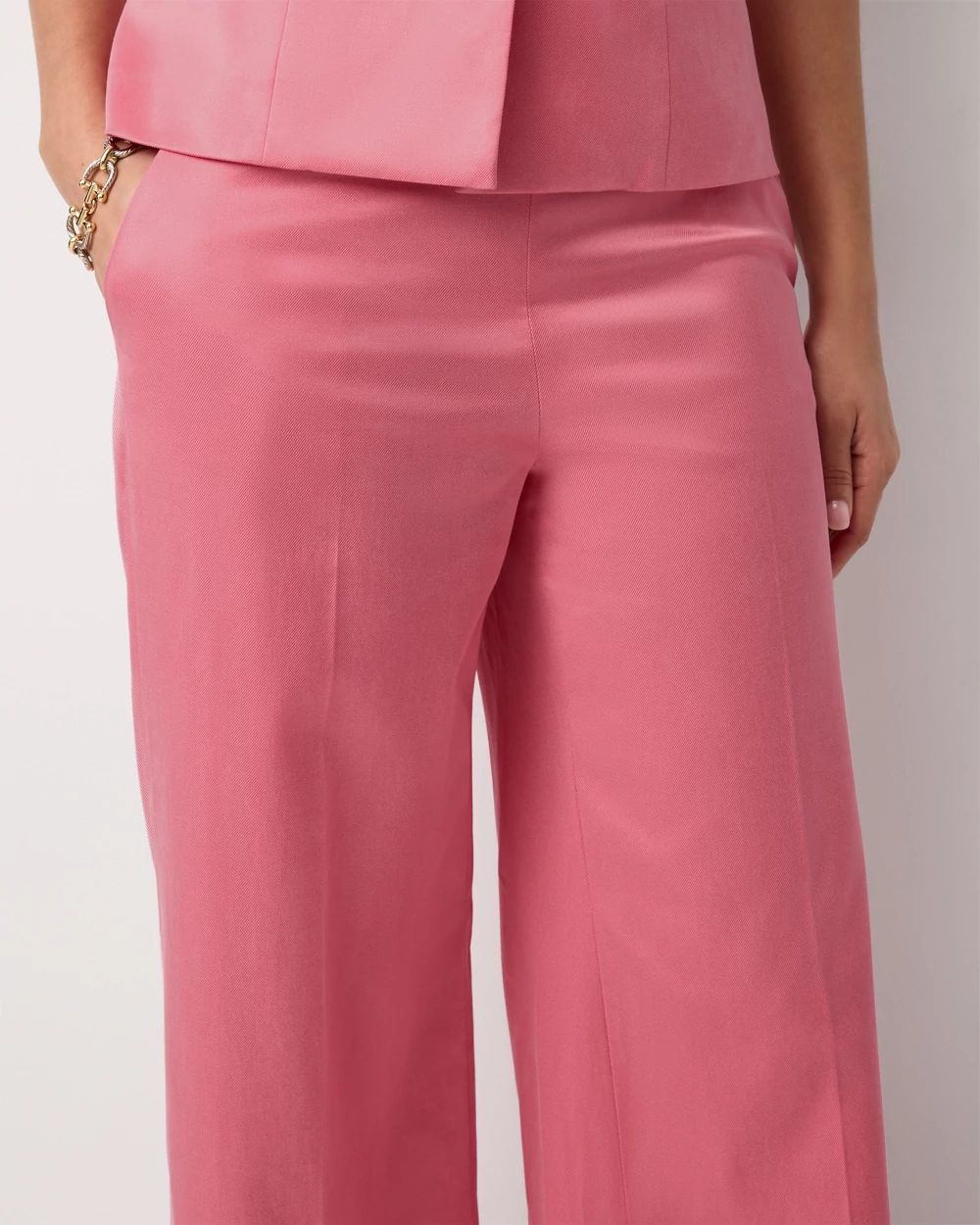 Petite Satin Twill High Rise Wide Leg Pant click to view larger image.