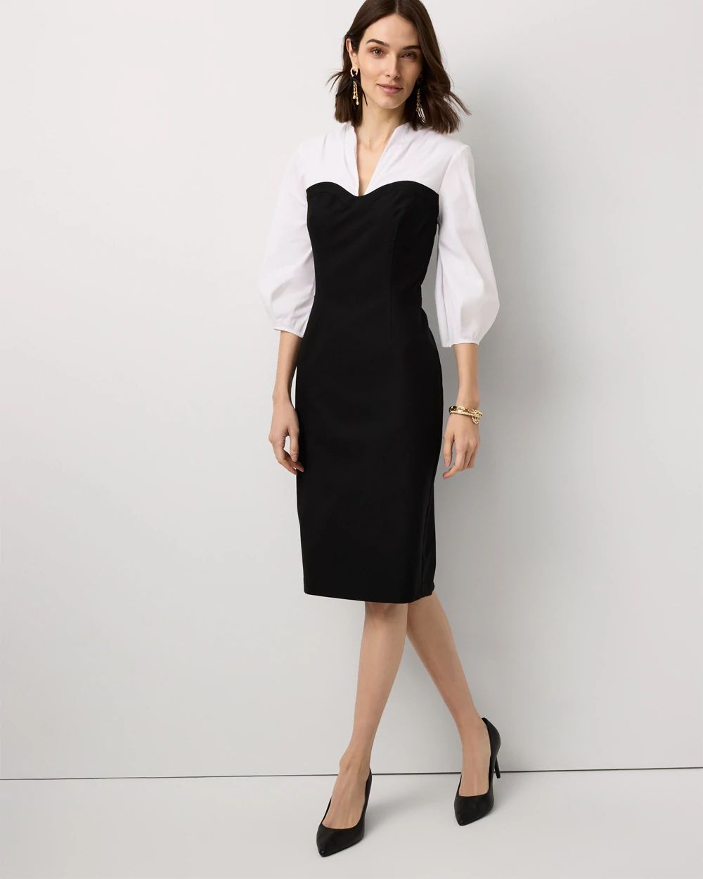 Petite Poplin Shirt Sheath Dress