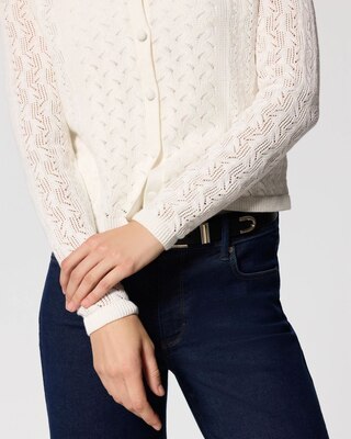Pointelle Cotton Button-Front Cardigan click to view larger image.