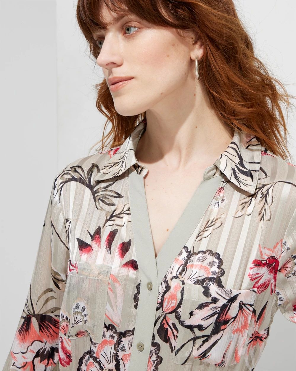 Outlet WHBM Shadow Stripe Shirt