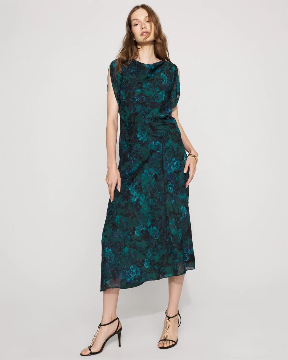 Petite Flutter Sleeve Floral Slip Dress