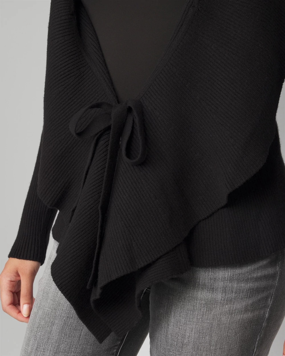 Petite Long Sleeve Open Ruffle Cardigan