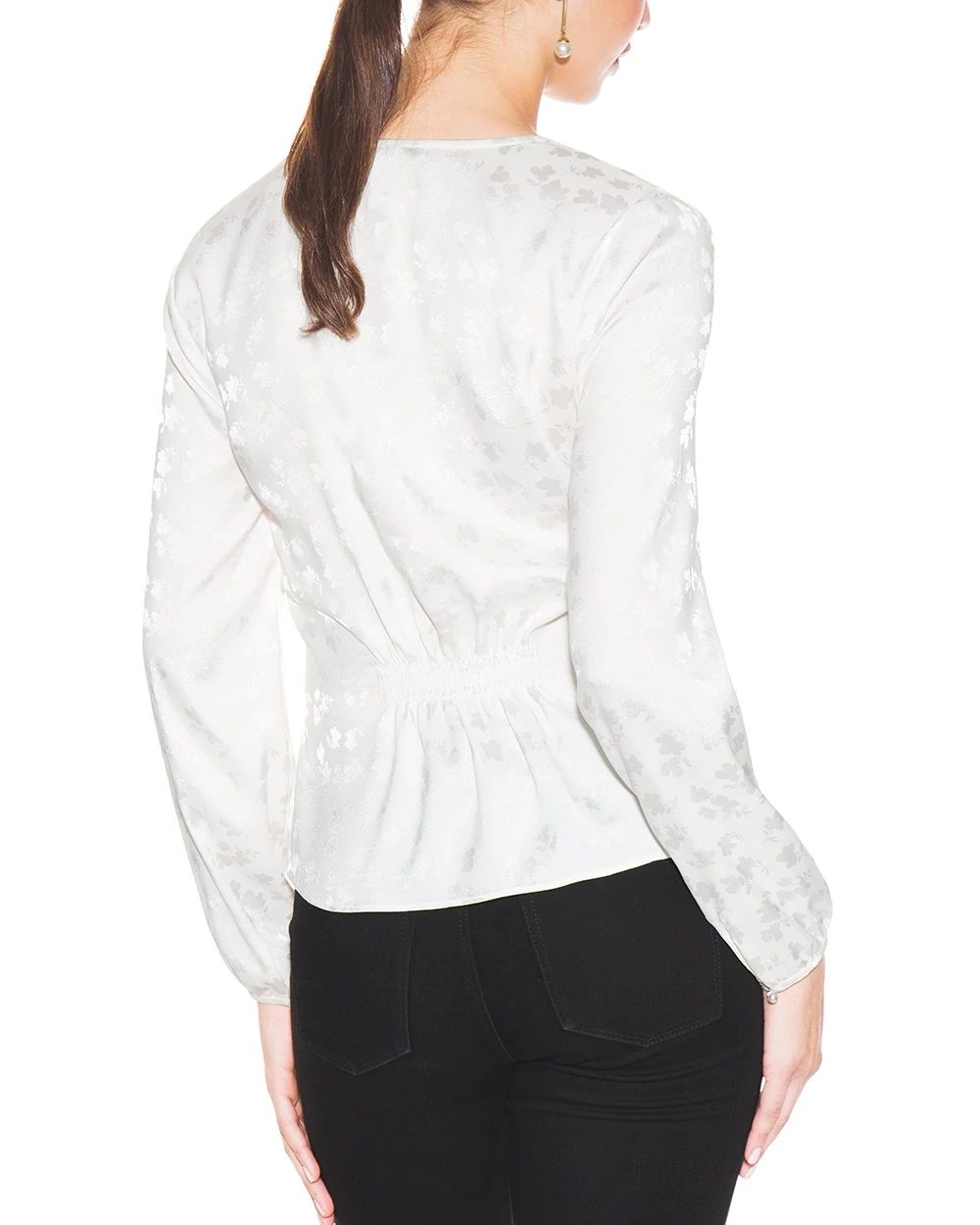 Outlet WHBM Floral-Jacquard Surplice Blouse