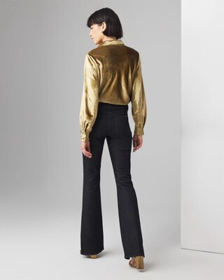 High-Rise Sculpt Skinny Flare Ankle-Slit Jeans click to view larger image.