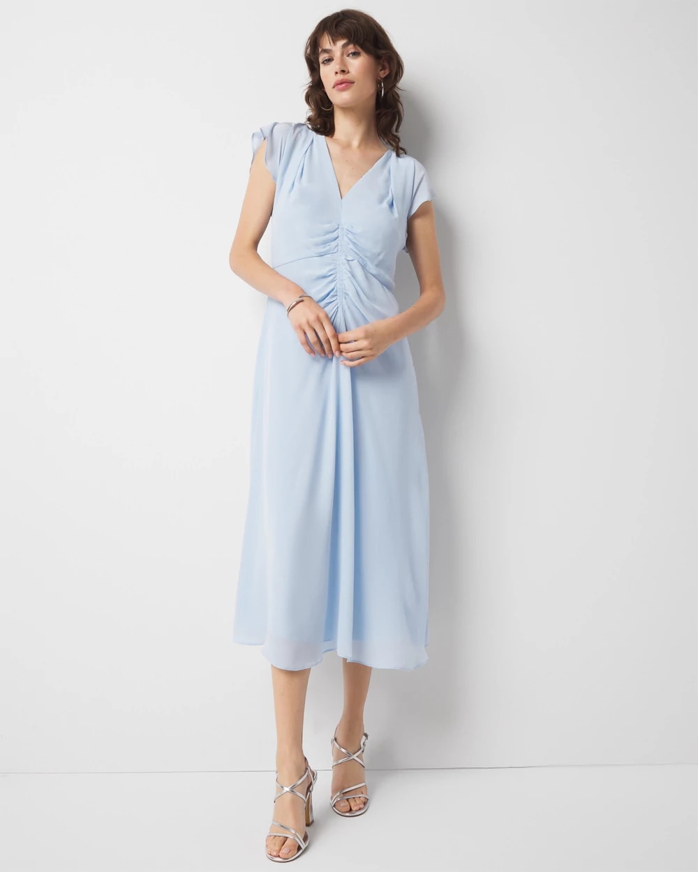 Petite Ruched Midi Dress