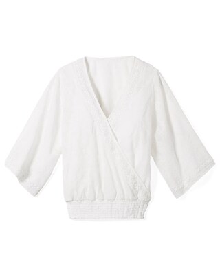 Smocked Lace Kimono Blouse