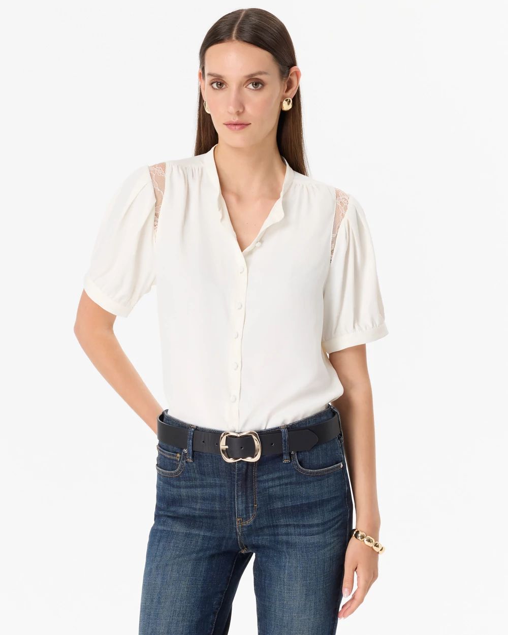 Lace Inset Crepe Blouse