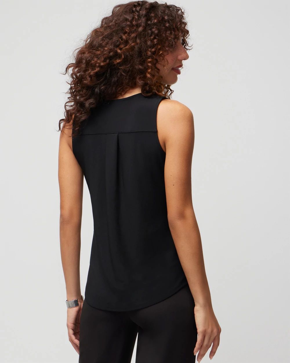 Matte Jersey Lace Notch Neck Tank
