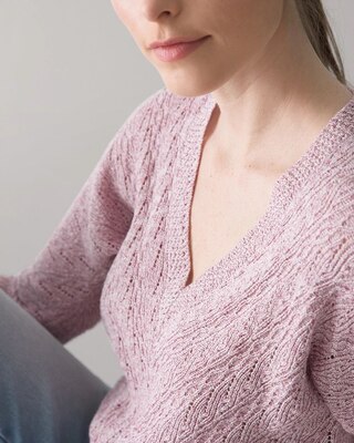 ¾ Sleeve Cable Knit Pullover