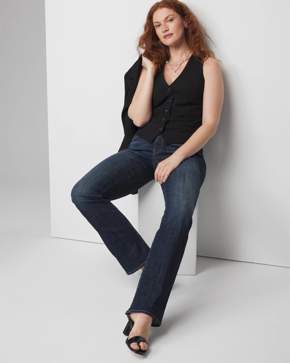 Petite Mid-Rise Bootcut Jeans click to view larger image.