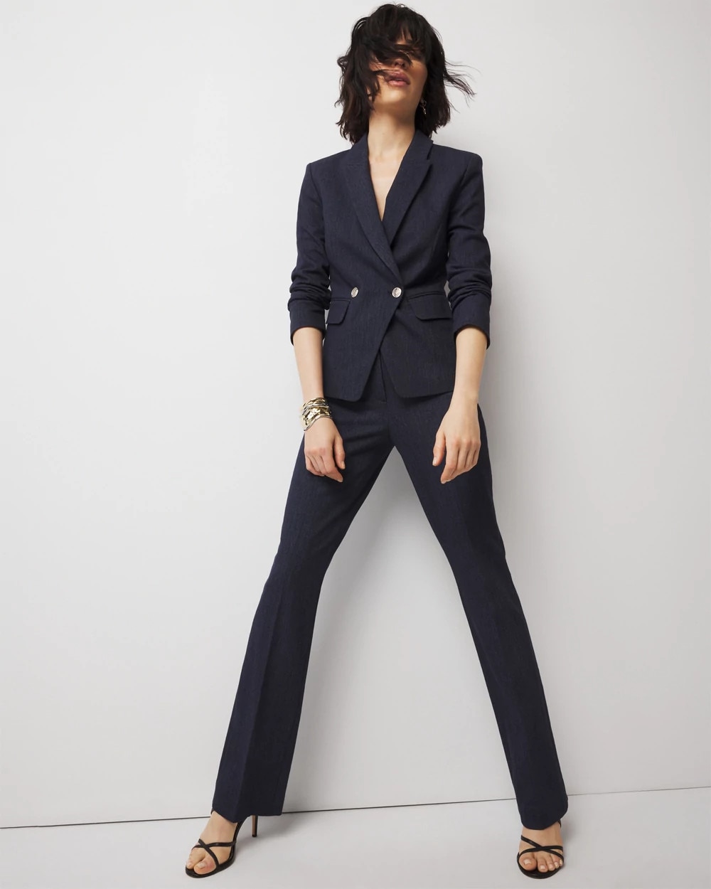 WHBM Two-Button Denim-Look Studio Blazer - image 2