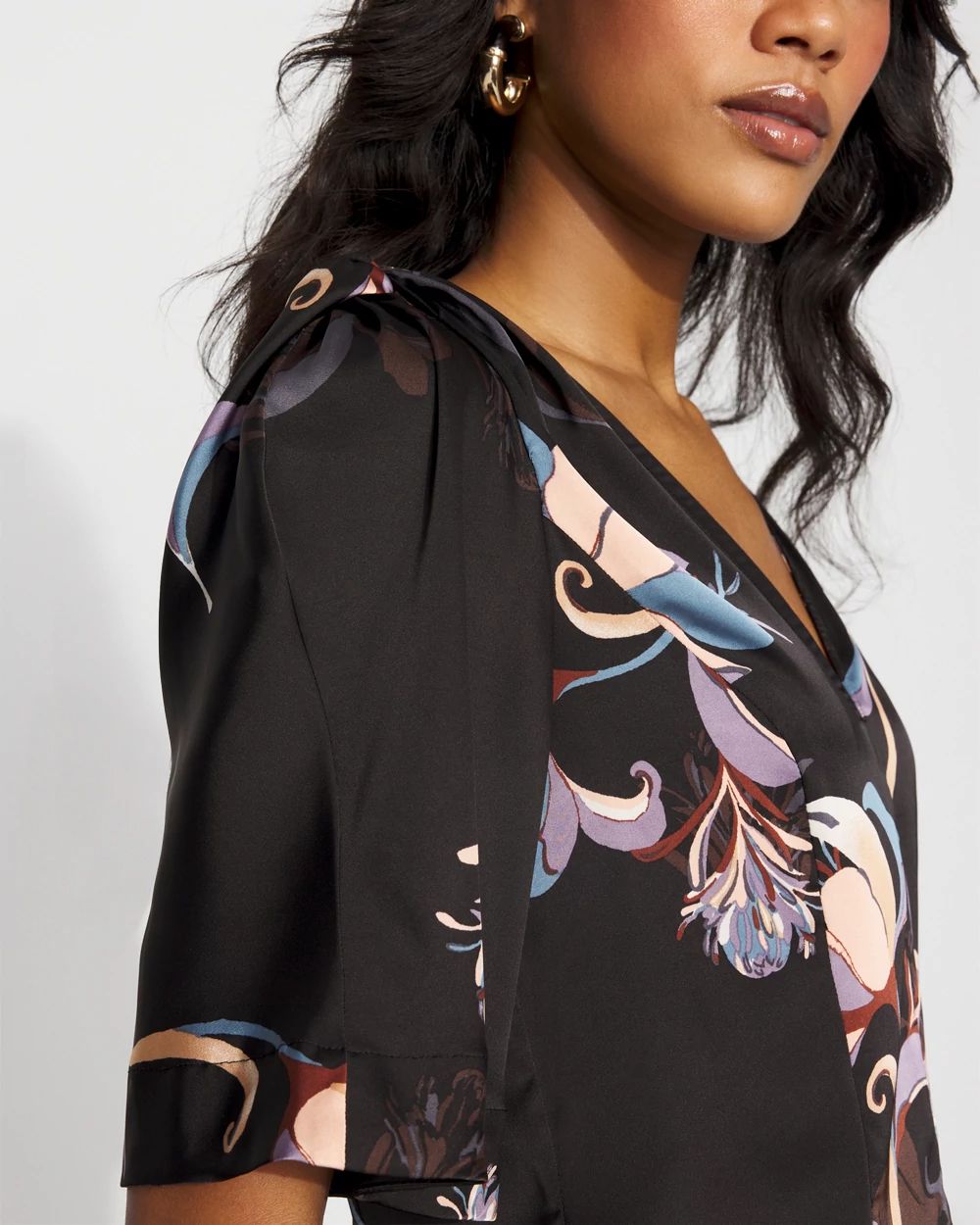 Satin Twist-Shoulder Top click to view larger image.