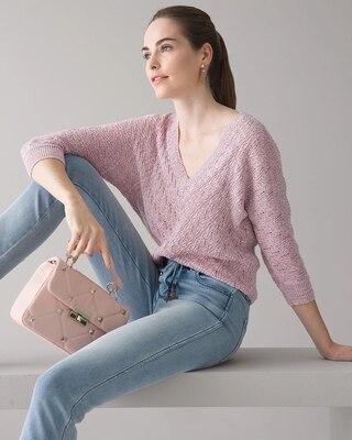 ¾ Sleeve Cable Knit Pullover