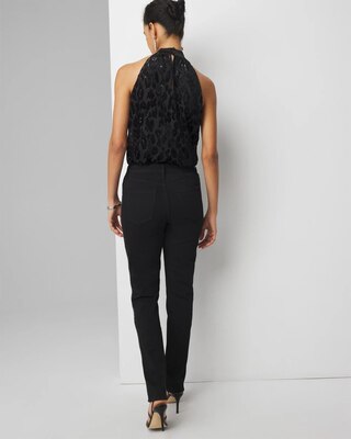High-Rise Sculpt Embellished Trim Straight Jean click to view larger image.