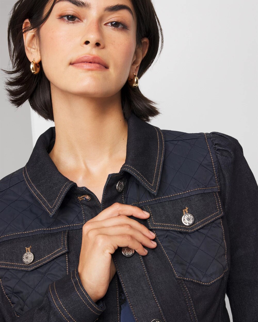 Petite Quilted Jean Jacket - image 3