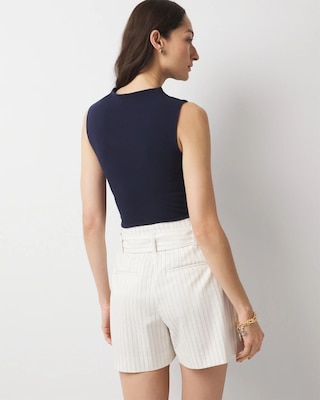 Petite Extra High-Rise Pinstripe Belted Short click to view larger image.